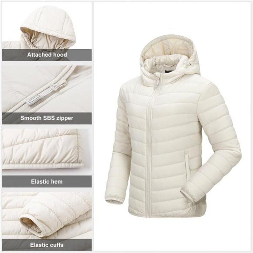 Outdoor Ventures Women's Packable Lightweight Full-Zip Puffer Jacket with Hood - Picture 5 of 6